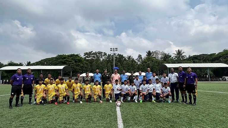Subroto Cup sub-junior boys tournament in Bengaluru. - Photo: X | @tracomiaf